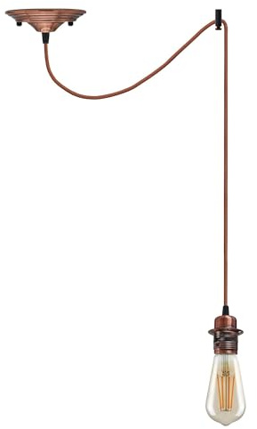 LEDSone 2 Pack E27 Chrome Pendant Light Fitting with 2m Adjustable Cable | Vintage Industrial Metal Hanging Ceiling Lamp for Kitchen Island, Dining Room, Bar & Cafe