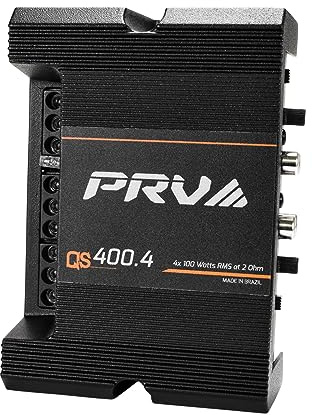 PRV Audio QS400.4 - Amplificador de audio compacto (4 canales, 2 ohmios, 4 x 100 W RMS a 2 ohmios, 400 W, 12 V, clase D, puente de rango completo