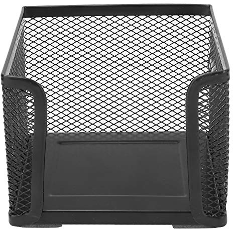 Dioche Soporte para Notas Adhesivas Note Holder Metal Black Office Business Caja de Notas de Malla Metálica Estante de Escritorio Titular de la Tarjeta Soporte de la Caja