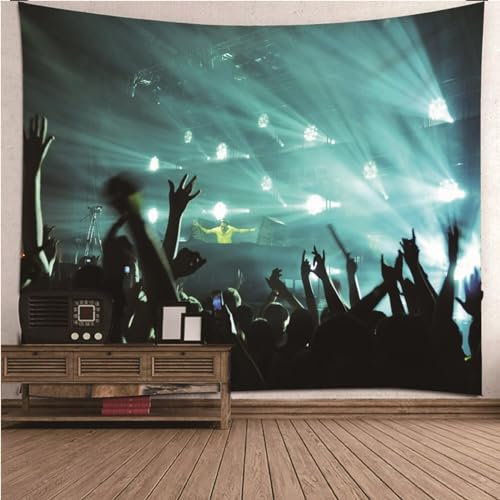 Aotiwe Wandteppich Groß, Wandteppich Nordisch Rock Konzert Grün Schwarz Wandteppich aus Polyester Deko Wohnzimmer Wand 350x256cm