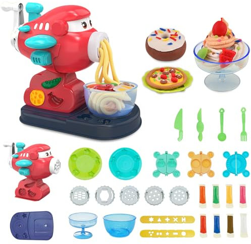 WithFlying Knete Zubehör Knetwerkzeug，Knete Zubehör Set，28 Stück Flugzeug Knete Sets Schimmel mit 8 Modelliermasse，Küchenkreation Lernspielzeug für Jungen Mädchen