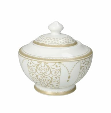BRANDANI Azucarero blanco y oro de ojos dorados en nueva porcelana