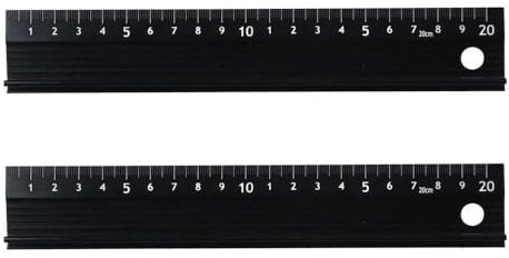 napkery Gerades Schneidelineal, 2 Stück, Aluminiumlegierung, Messwerkzeug, schwarz, metrisches Lineal, mit Loch zum Aufhängen, rutschfest, erhöhter Griff, Lineal, Schneiden, Messen