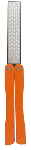 Larcele Affilacoltelli Pieghevole, Pietra per affilare Tascabile Portatile a Grana 400/600 Attrezzo Affilacoltelli Manuali per esterni, campeggio, Cucina, Giardino ZDMDS-01 (Arancione)