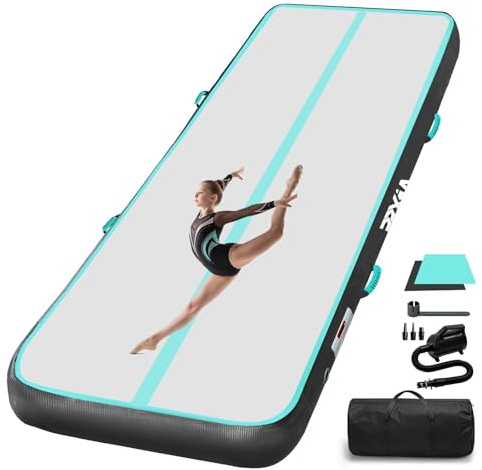 PPXIA Gymnastikmatta, luftmatta, track, 6 m, 10 cm höjd, gymnastikmatta, tumbling-mattor med kompletta tillbehör, uppblåsbar gymnastikmatta, för hemmet, utomhus, yoga