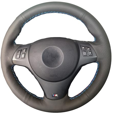 Lenkradbezug Handgenähtes schwarzes Perforiertes Leder Innenschutz Zubehör für Auto Lenkrad Abdeckung, für BMW E90 325i 328i 330i 335i E87 120i 130i 120d / 2013 2014 2015 X1 SUV