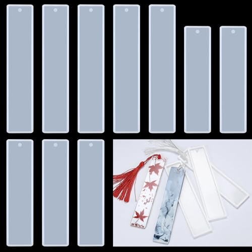 10 Pcs Rectangle Silicone Bookmark Mold 2 Sizes DIY Resin Bookmark Mold for Epoxy Resin Casting Crafts (5.5/3.7 Inch)