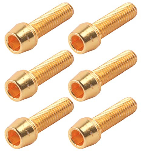 Fahrrad Vorbauschrauben Schraube, Stahl Inbus konisch Mountain Road Gang Lenker Teile Schrauben für die Befestigung Fahrrad Vorbau Vorder-und Hinterrad Umwerfer Grip Ring Post Clamp (Gold eine Karte/6