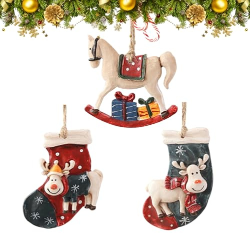 CutitiUU 3 Stück Personalisierte Weihnachtsanhänger, Weihnachtssocken Anhänger Weihnachtsschmuck Für Pferde Weihnachtsbaumschmuck, Einzigartige Weihnachtsdekoration Zu Hause