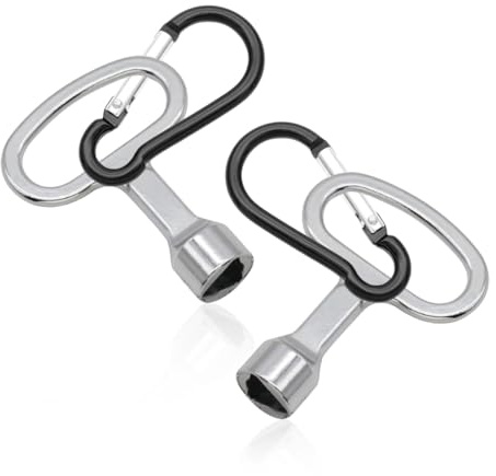 Llave Triangular Contador, 2 Piezas Llave Inglesa,Llaves De Válvula Cuadrada para Llave De Válvula,para Contador De Agua De Gas,Llave Ascensor,Llave Contador Gas,Llave con Mosquetones