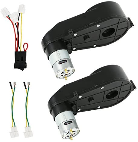 Inscrip Elektrisk motor, höghastighetsdrivmotor, växelbox för elmotor, växellåda för barn, körbil, leksaksbil, reservdelar för leksaker (12 V 40 000 RPM x 2)