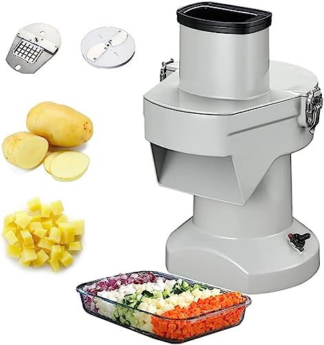 Picadora de verduras 2 en 1, 180 kg/h, cortadora eléctrica comercial de verduras, trituradora de frutas con cuchillas de 6/8/10/13/15/22 mm y corte ajustable de 2-4 mm de espesor(22mm)