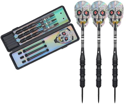 Tiardey Set med 3 ståldart 24 gram volfram med aluminiumstänger och 3 stilflygningar + 1 fodral, professionell metall dart bitset