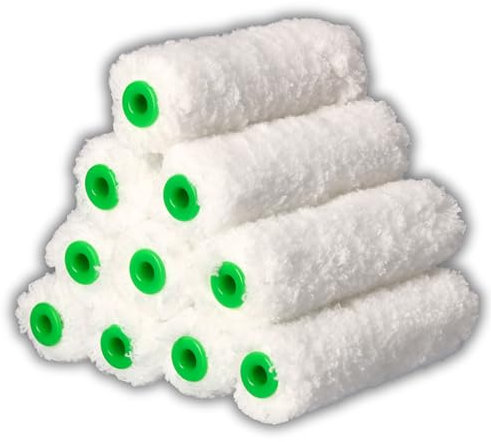 ToolSpace 10x Mikrofaserrolle 11 cm Farbroller Mikrofaser Florhöhe 11mm Minimiert Farbspritzer Farbwalze für Acryl Latex Emulsions und Lösemittelbasis Farbe Wandfarbe Mikrofaserwalze Malerzubehör DIY