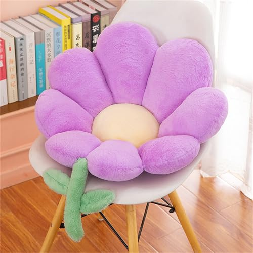 Martin Kench Großes Blumenkissen Stuhlkissen Sitzkissen Bodenkissen, Aesthetic Blumen Pflanze Dekokissen Stuhlauflage Bürokissen Zierkissen für Schlafzimmer, Büro Geburstagsgeschenke (Lila,75x72cm)