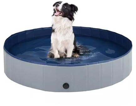 Faltbarer Pool für Hunde, 80 x 20 cm, Pool für große und kleine Hunde, faltbarer Pool aus PVC, Becken für Hunde, Badewanne für Hunde im Innenbereich (Grau)