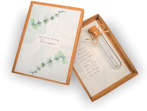 MilaBoo® Geschenkbox mit Reagenzglas & Karte – Kreatives Geldgeschenk für besondere Anlässe wie Hochzeit, Einschulung oder Taufe (Hochzeit)