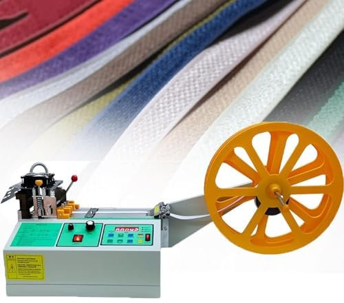 Webbing Cutting Machine 400W Automatic Hot and Cold Tape Cutter, 95mm Cutting Thickness, 0-350°C Temperature Adjustment for Elastic Band and Self Adhesive Tape