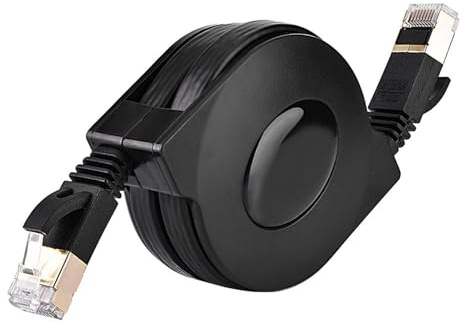 Ouitble Câble Ethernet Réductible 1m / 2m Rétractable CAT6 RJ45 Câble Réseau LAN Patch-blindé pour L'interrupteur et Routeur du Modem Ordinateur Ordinateur (2m)