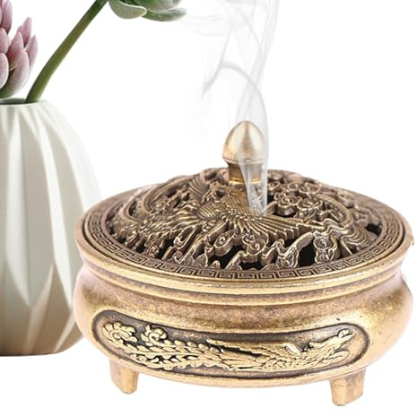 Quemador de cono de incienso, mini quemador de cobre para aromaterapia, práctico soporte de bobina de fragancia, soporte de incienso de metal portátil para camping, hogar, sala de estar, yoga