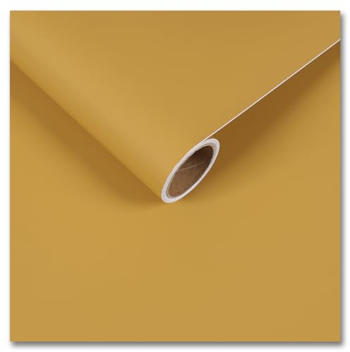 CRE8TIVE Papier Peint Autocollant Vintage mat Jaune Moutarde 30 cm x 200 cm Jaune Ocre Uni pour Salon Cuisine Film Autocollant pour Meubles pour Meubles Chambre Coucher Salle de Bain