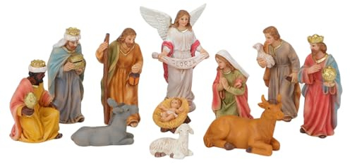 UNTERING Presepe in resina Sacra Famiglia Set con Stalla Natale Tavolo Figurine Decorazione per Casa Vacanze Sacra Famiglia Statuetta in resina con stalla