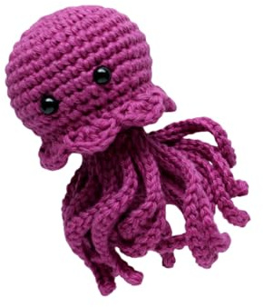 Gehäkelte Qualle Beeren-Kollektion Amigurumi Kuscheltier, Waldbeere | 10 cm, Handarbeit, Baby & Kinder Spielzeug, Farbauswahl: Himbeere, Kirsche, Waldbeere