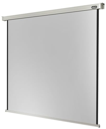 celexon Professional Motor-Leinwand 100 | 180x180 cm 1:1 | elektrische 4K ,Full-HD Beamer-Leinwand für Projektionen im Büro & Heimkino | zur Decken-/ Wand-Montage | mit Fernbedienung