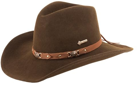 SCIPPIS Bandit Westernhut aus Wolle – Wasserabweisender Cowboyhut mit formbarer Drahtkrempe & Lederband – Unisex