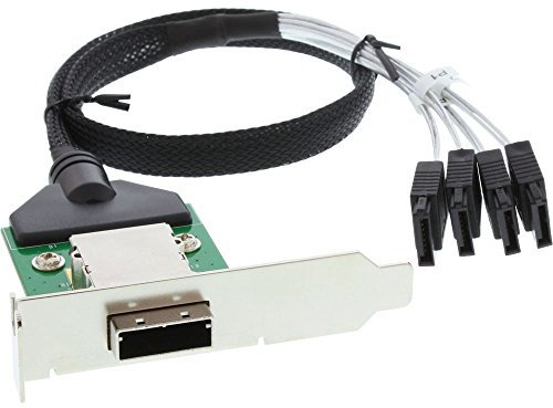InLine 21919 Adattatore su Staffa PCI da 26 Pin Mini SAS Esterno a 4X SATA Interne su Cavo da 0.5 m, Nero
