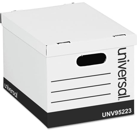 Universal Basic-Duty Economy Record Storage Boxes, 10 Pack, Letter/Legal Files, 12 x 15 x 10, White,