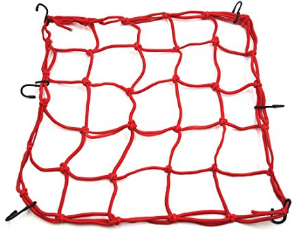 sourcing map 40 x 40cm Motorcycle Luggage Fuel Cargo Net Mesh Web Storage Red