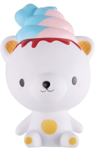 Anboor Squishies Eisbär Eiscreme Langsam Steigend Squeeze Spielzeug Antistress Squishies Süße Tiere Slow Rising Spielzeug Kawaii für Kinder Erwachsene (4*4*13cm, 1 Stück)