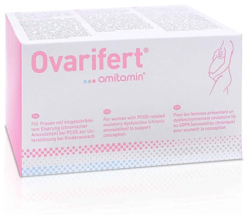 amitamin Ovarifert Inositol Komplex bei PCO Syndrom, 120 Kapseln, hochdosiert, Apothekenqualität, Myo Inositol bei Kinderwunsch und Schwangerschaft, mit Vitamin C, D, B12, Vegan, deutsche Herstellung
