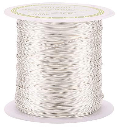 PandaHall 236 fot fläckbeständig, koppartråd, 28 Gauge smycken pärlor, hantverkstråd för smyckestillverkning (silver)