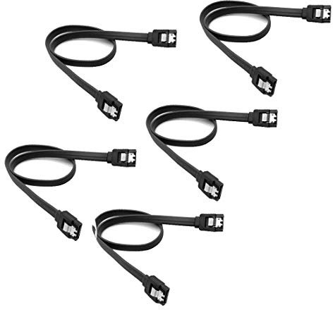 JMT 5 pi¨¨ces SATA 3.0/SATA 2.0 Date Cable SATA3 40cm 6 Gb/S SSD Disque Dur Cable de Donn¨¦es Double Cordon Droit SATA 3.0 2.0 Convertisseur (5pcs SATA3 Noir)