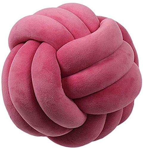 Nicole Knupfer Knot Kopfkissen Knotenkissen Plüsch Kissen Weiche Geknotetes Kissen Knoten Ball Kissen Dekor Bett Zimmer (Rose rot,35cm Durchmesser)