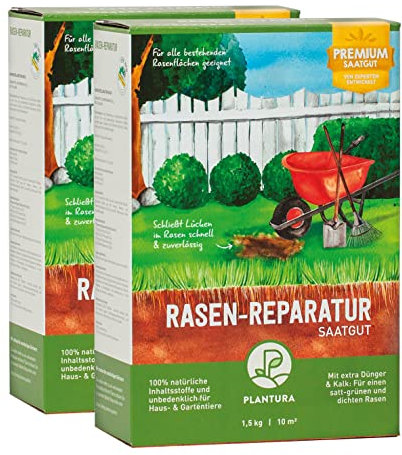 Plantura Rasen-Reparatur, 3 kg, Premium-Saatgut zur Rasenausbesserung, mit Dünger & Kalk