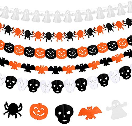 TaimeiMao 5 STK Halloween Deko Set,Halloweens Girlande,Halloweendecoration | Halloween-Banner und Girlanden mit Spinnen und Kürbis – Ideal für Partys, Karneval und Garten,Leicht Aufzuhängen, Bunt