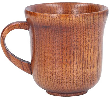 Teetasse aus Holz, 300 ml/10 Unzen Naturlack handgefertigt Weinkrug Retro Holztasse mit Griff zum Trinken von Tee, Kaffee, Bier, Milch, kalten, heißen Getränken