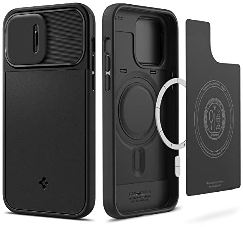 Spigen Optik Armor MagFit Case for iPhone 14 Pro Max, Compatible with MagSafe Accessories - Black