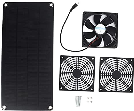 Kleiner Solarpanel-lüfter, 10 W Solarbetriebener Ventilator für den Außenbereich, Solarpanel Fan Kit, Solarbetriebener Ventilator für Hundehühnerstall
