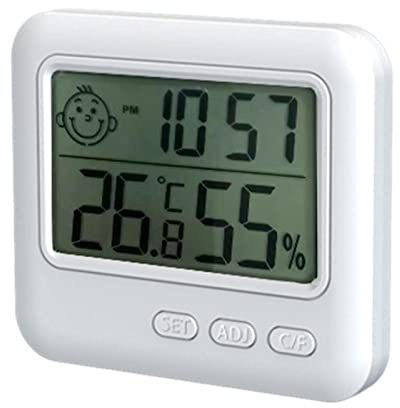 Digitales Thermometer Hygrometer Innen, Thermometer Thermo-Hygrometer Mit Höhengenauigkeit, Temperatur Und Luftfeuchtigkeitsmesser Hydrometer Feuchtigkeit Digital Mit Uhr & ? / ? Funktion Für Zuhause