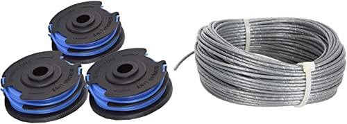 Greenworks 3 pezzi rocchetto doppio filo 29187 per tagliaerba Greenworks 40V G40LT G40LTK2 G40LTK2x & Greenworks Filo per Tagliabordi 2926607, Diametro del Filo di 2mm, 20m di Filo per Greenworks