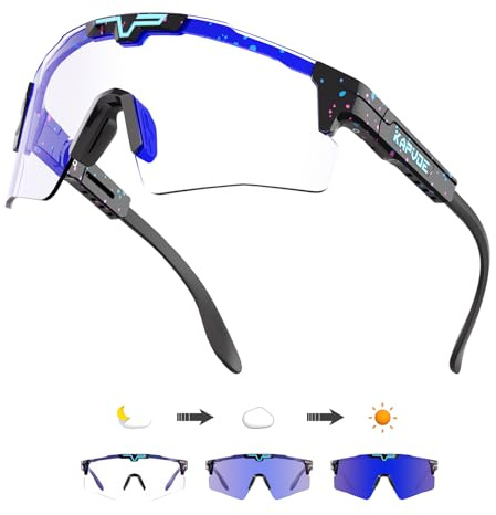 KAPVOE Photochrome Fahrradbrille Männer Frauen Klar Sport Sonnenbrille Einstellbare TR 90 Rahmen Mountainbike Sonnenbrille MTB Fahrradfahren
