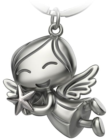 FABACH Schutzengel Schlüsselanhänger Lucky mit Stern - Weihnachtsengel aus Metall - Weihnachten Schutzengel Glücksbringer - Engel Schlüsselanhänger Schutzengel als Geschenk für Freundin