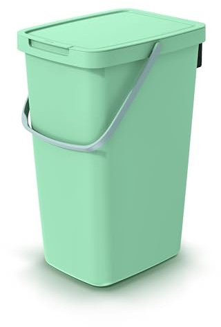 Mülleimer Müllbehälter Abfalleimer Biomülleimer mit Griff und Klappdeckel Abfallsammler Mülltonne Müllsortierer Papierkorb (20L, Grün)