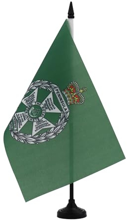 AZ FLAG Royal Green Jackets of the British Army Table Flag 21x14 cm | Indoor use RGJ 6x8 in desk flag stitched finish with reinforced edges with plastic pole and plastic base 100D polyester