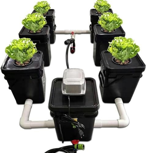 CIADAZ DWC Hydroponics Growing System, Multi Barrel Hydroponic Machine, 5 Gallon 6 Buckets Hydroponics Growing System Recirculating Growing Kit, for Indoor & Outdoor - Herbs, Fruits and Vegetables
