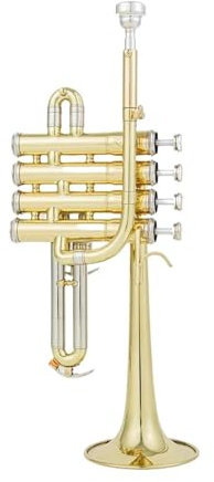 BABYCE Trompete Blasinstrument Professionelle Hochtrompete Bb Piccolo Trompete Messing Gold Silber Lackoberfläche Trompete (Color : Gold)